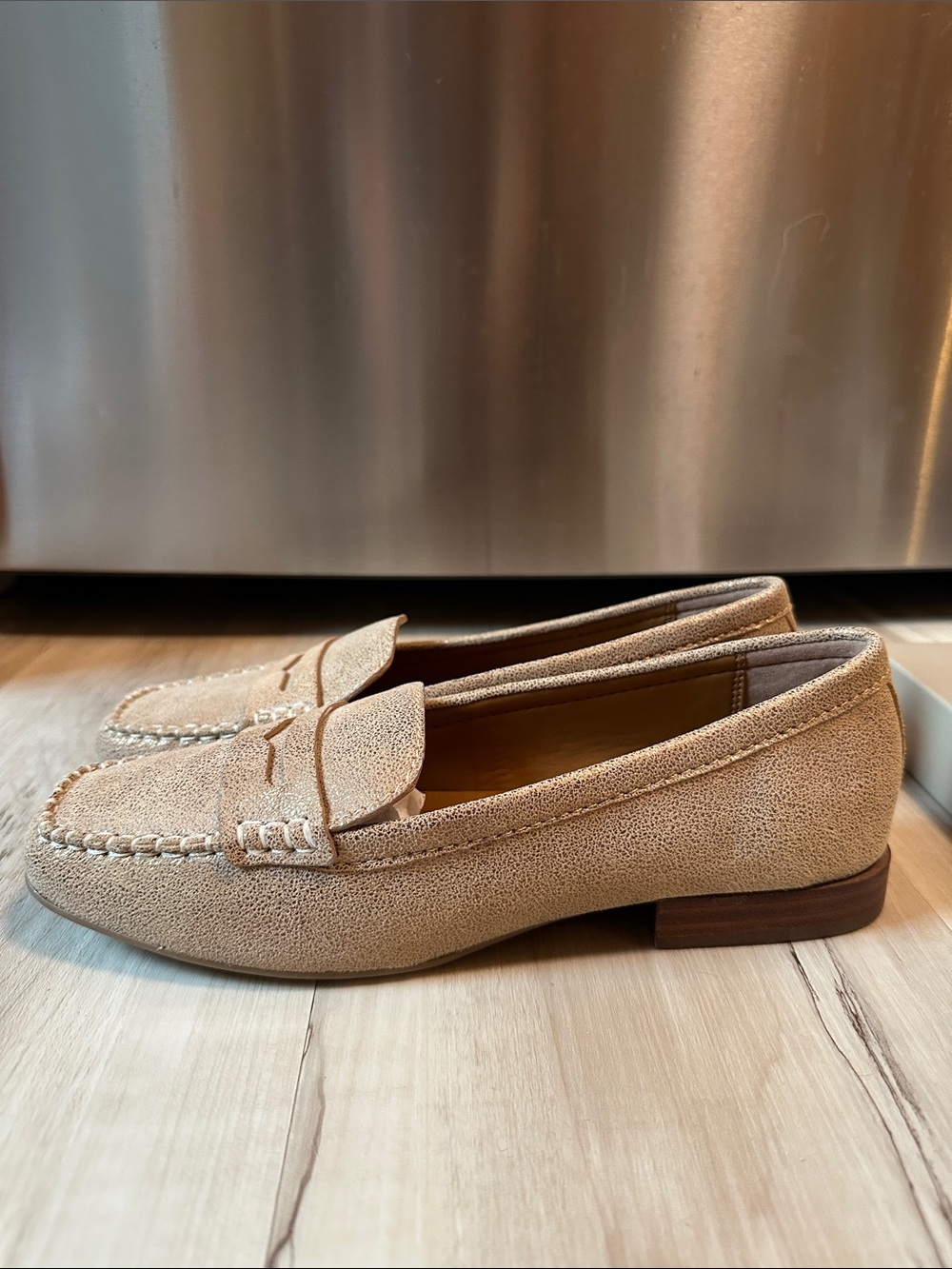 Donald J. Pliner Metallic Bronze Penny Loafers